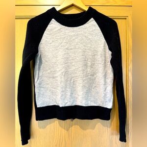 rag & bone Colorblock Gray/Black Zipper Back Crewneck / Wool / Small